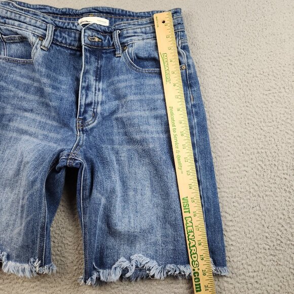 KanCan Womens Button Fly Size 29 Denim Cut Off High Rise Bermuda Jean Shorts - Picture 3 of 11